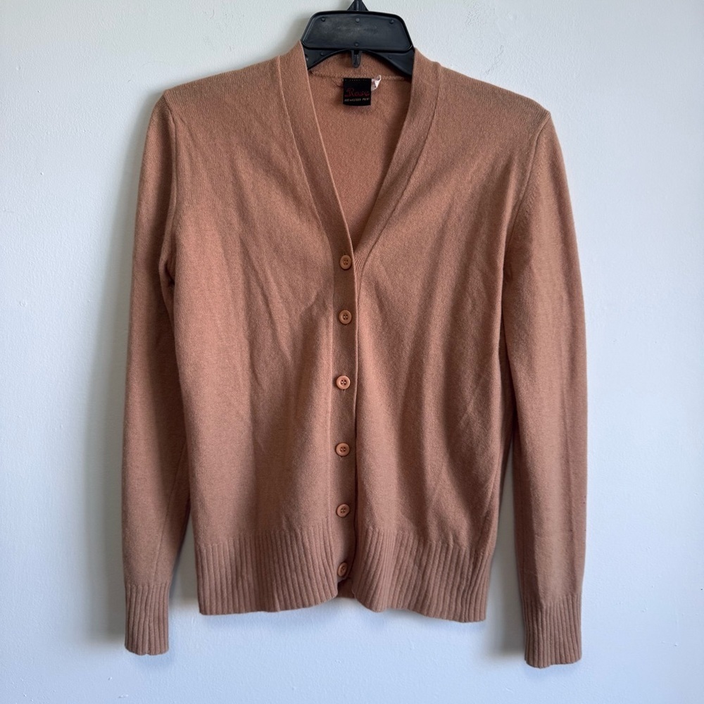 Rose Vintage European 70s 80s Lambswool Knit Button Cardigan Camel Color Medium